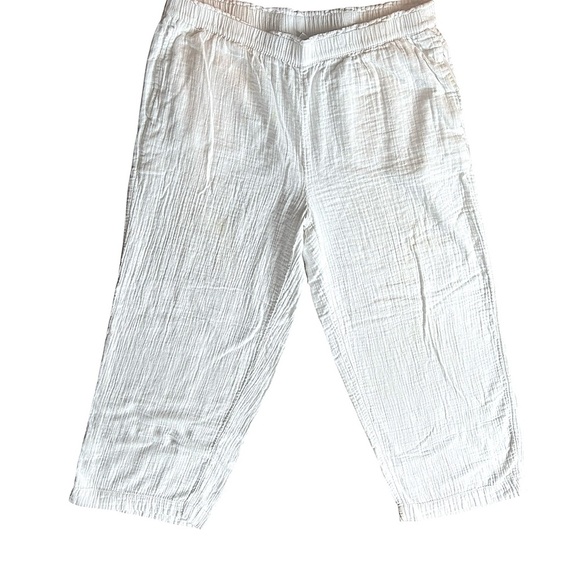 Old Navy High-Rise Crinkle Gauze Wide-Leg White Pants Sz XLT Comfort Waist - Picture 2 of 6